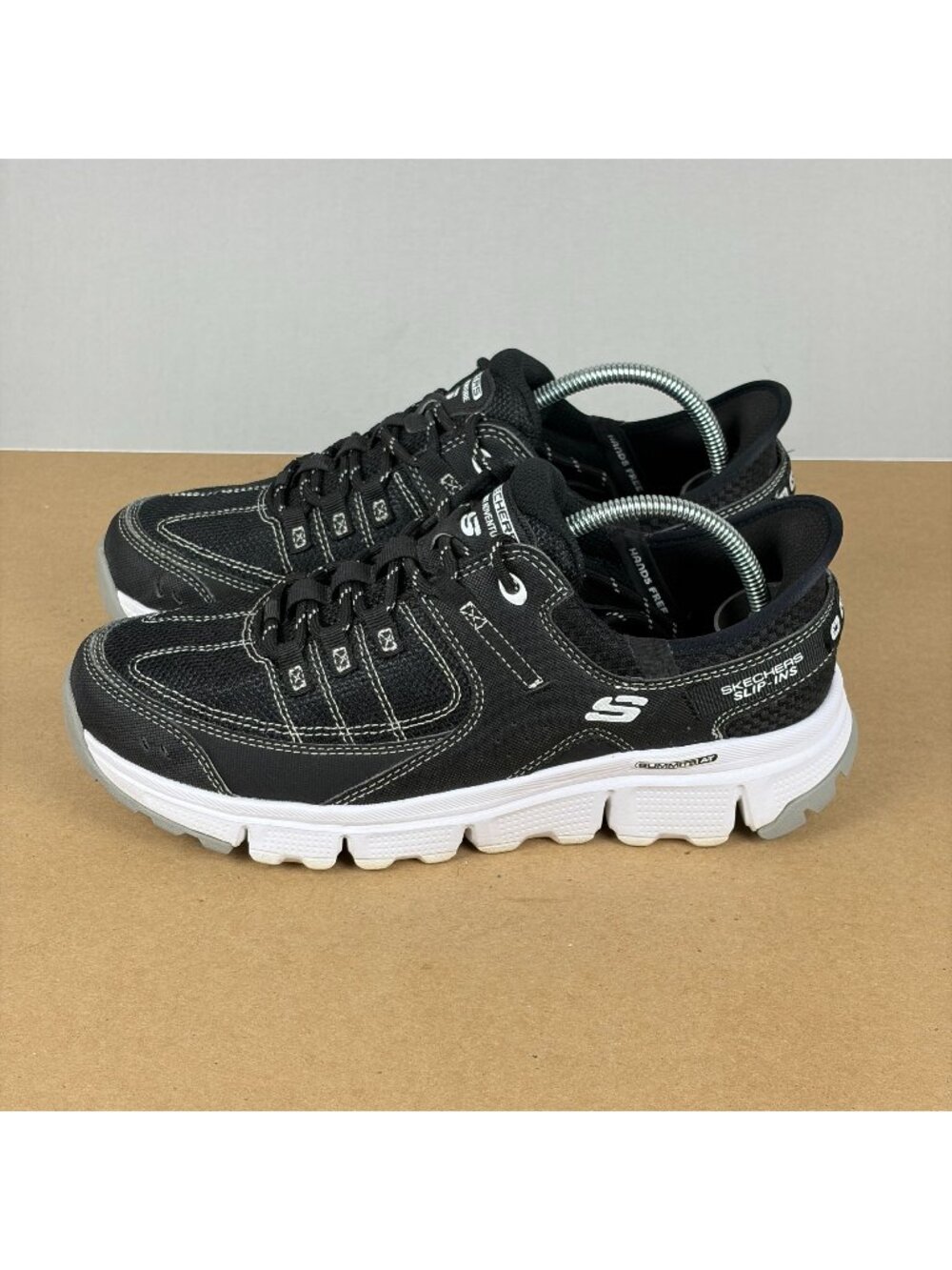 Skechers Slip-Ins Sport Adventure Athletic Shoes Womens 9 Black White Lace Up